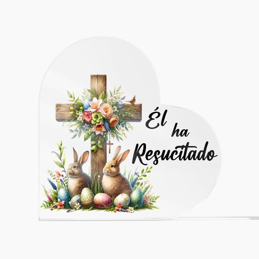 Él ha Resucitado (Easter) | Placa de Corazón