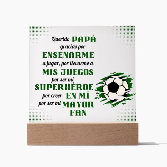 Querido Papá (Soccer) | Placa de Acrílico Cuadrada