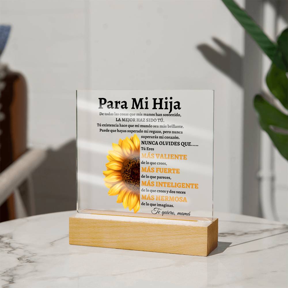 Hija | Girasol Placa de Acrílico