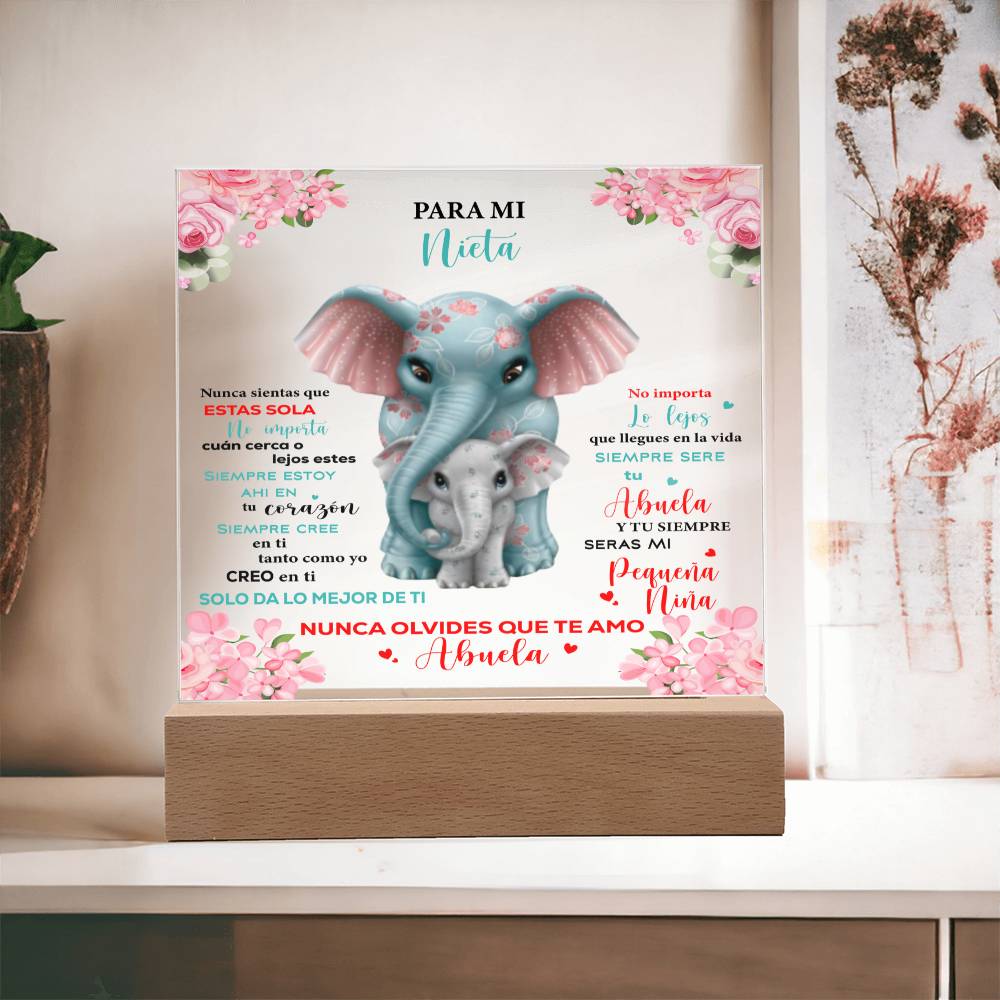 Nieta-Elefante | Place de Acrílico Cuadrada