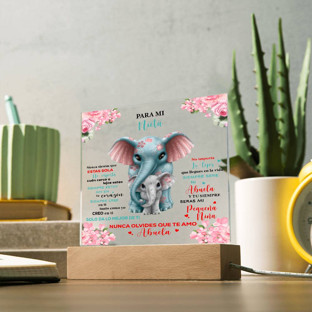 Nieta-Elefante | Place de Acrílico Cuadrada
