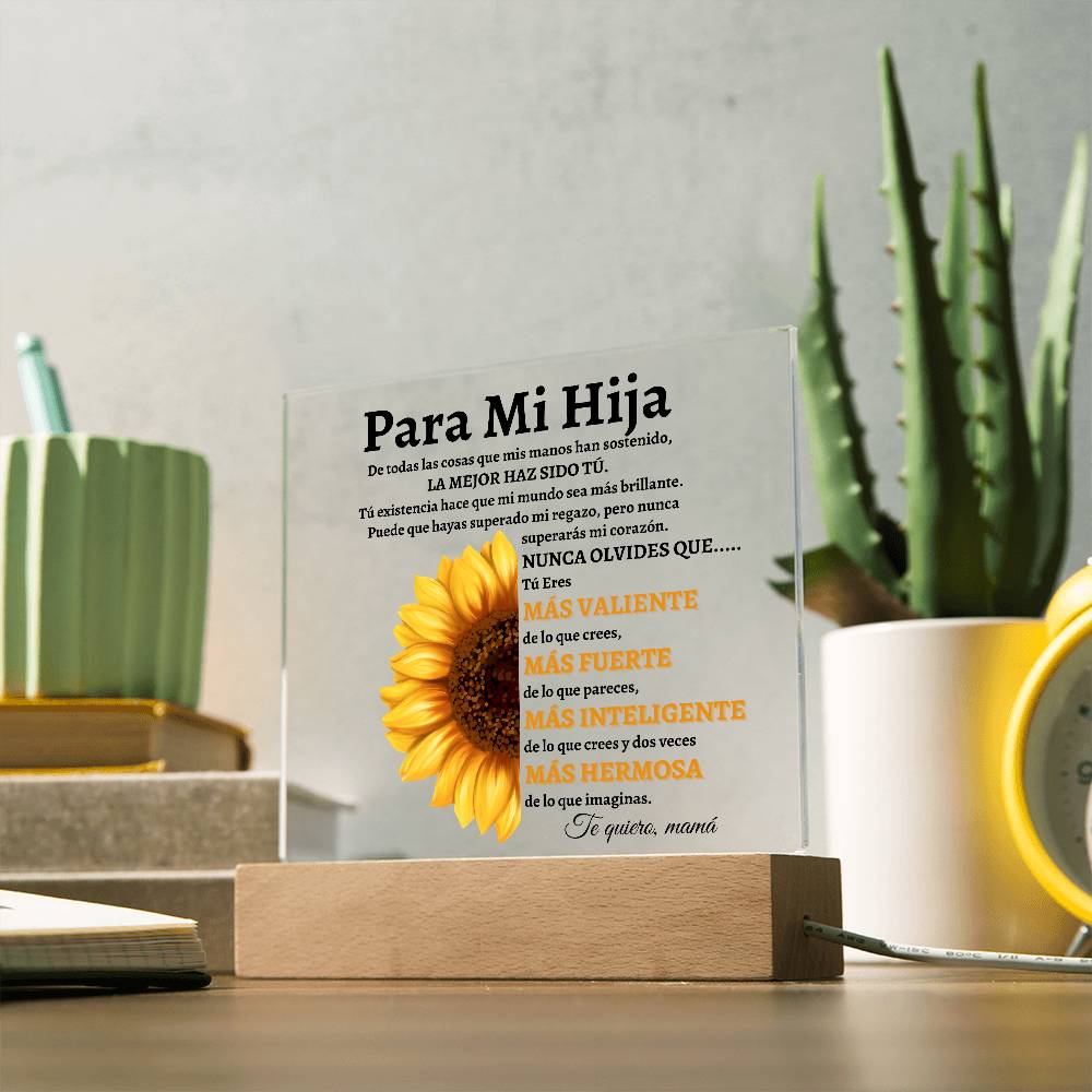 Hija | Girasol Placa de Acrílico