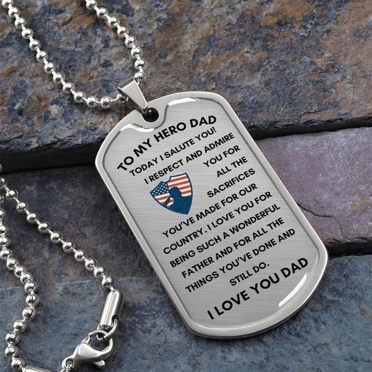To My Hero | Dog Tag Military Chain