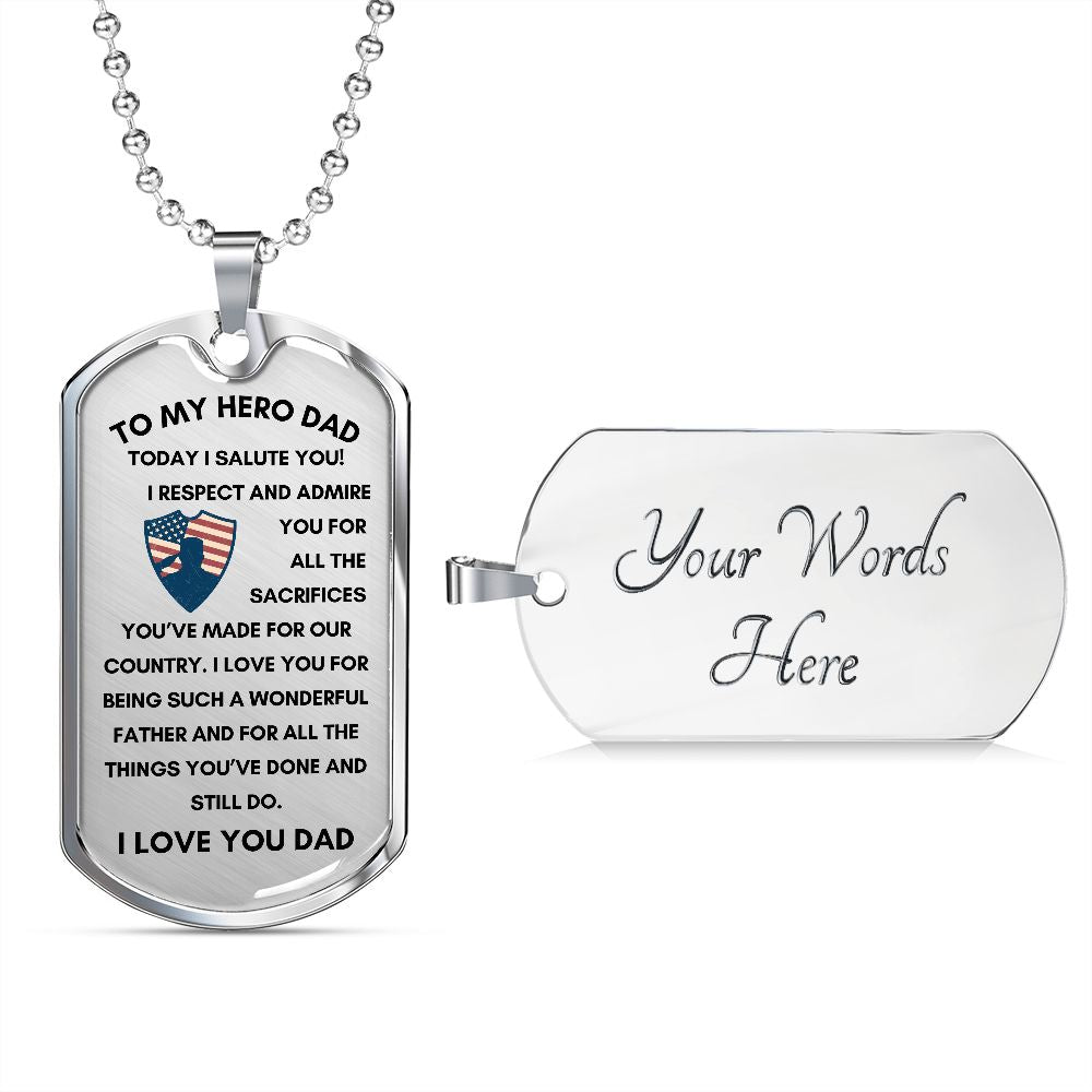 To My Hero | Dog Tag Military Chain