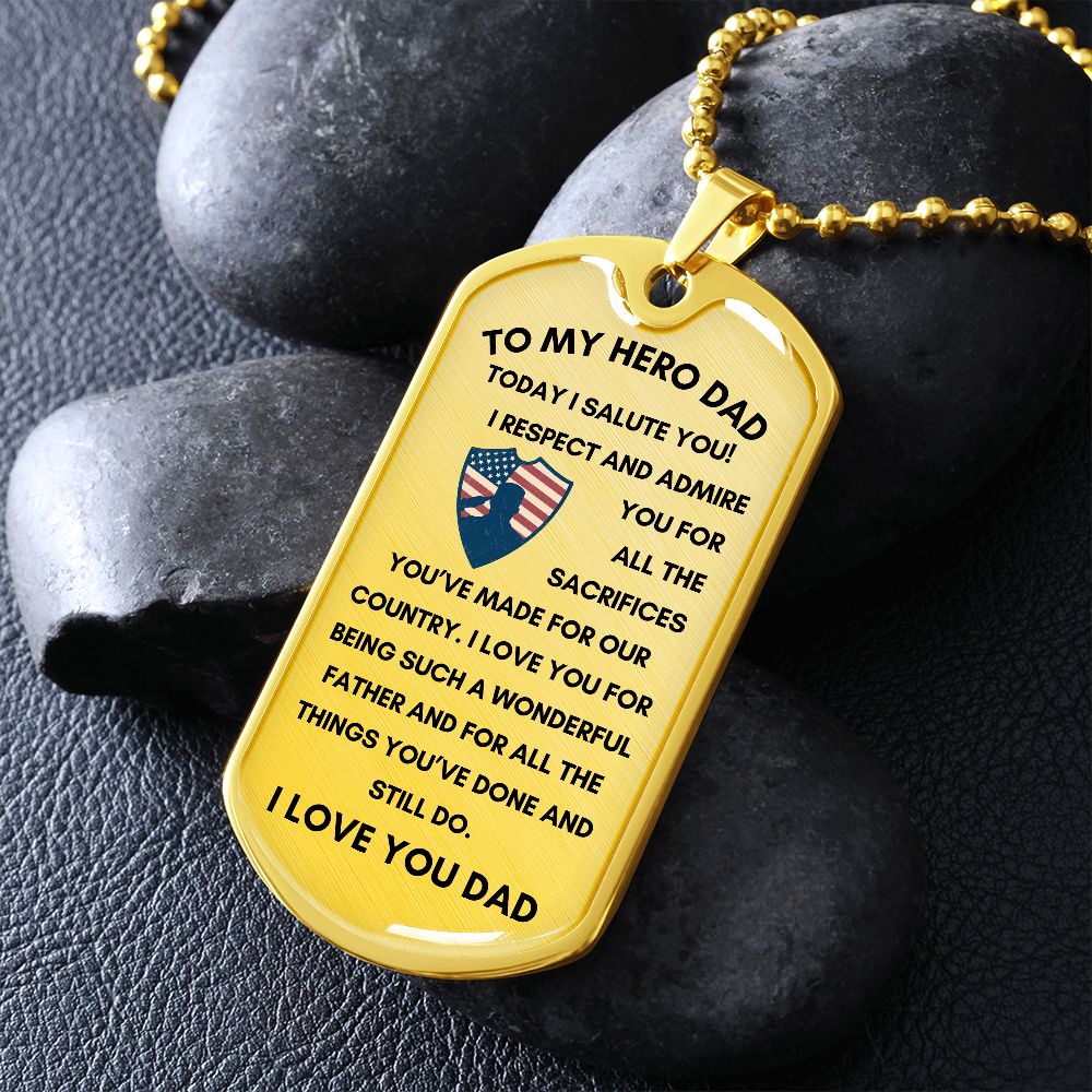 To My Hero | Dog Tag Military Chain