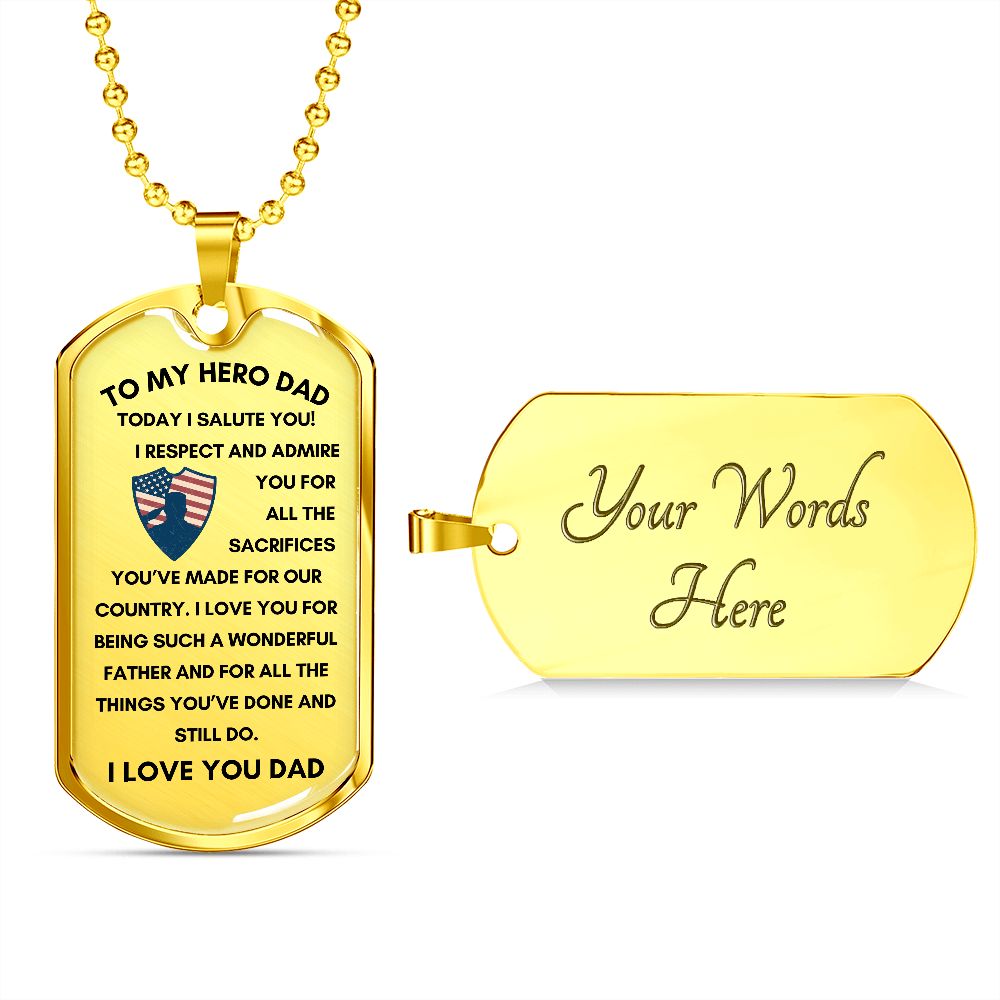 To My Hero | Dog Tag Military Chain