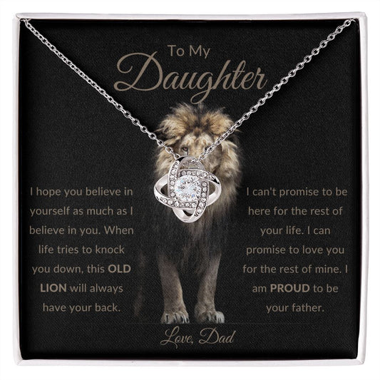 To My Daughter | Old Lion - BLK | Love Knot Necklace