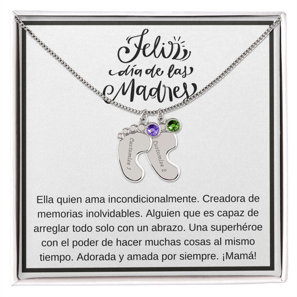Personalized Baby Feet Necklace with Birthstone 