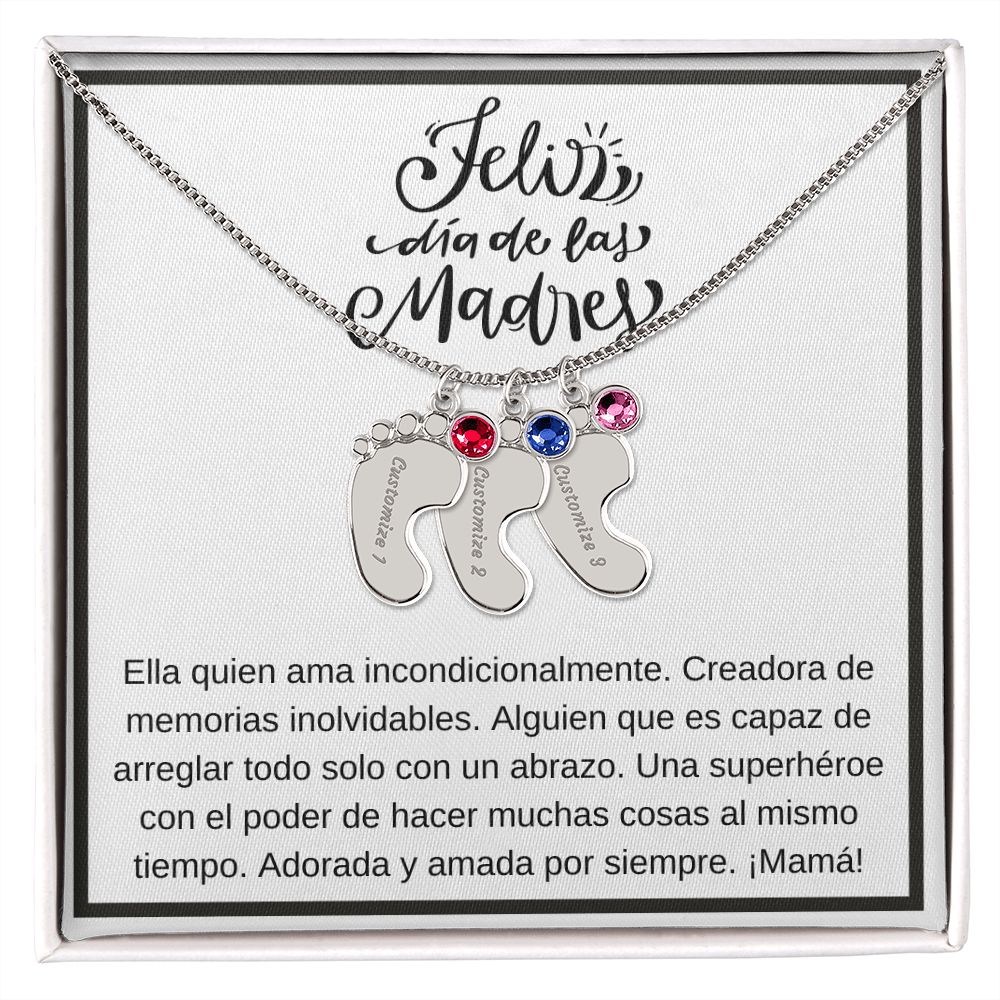 Personalized Baby Feet Necklace with Birthstone 