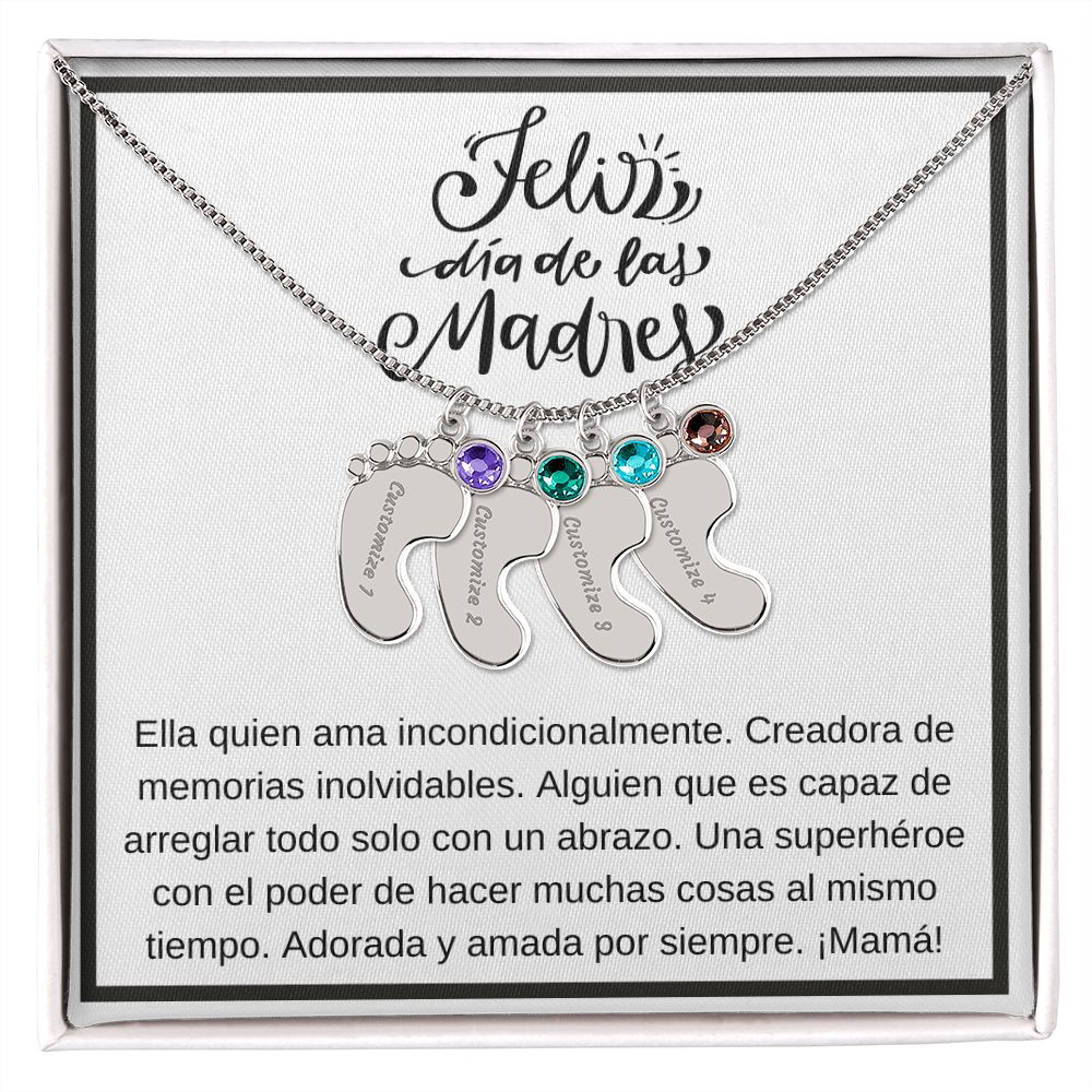 Personalized Baby Feet Necklace with Birthstone 
