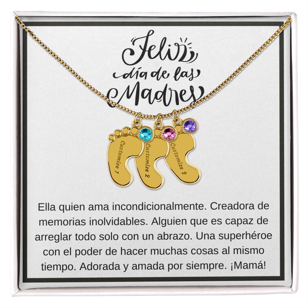 Personalized Baby Feet Necklace with Birthstone 