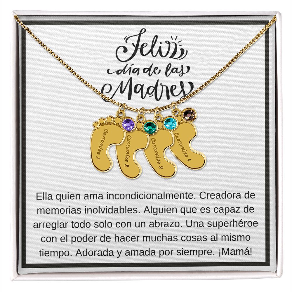 Personalized Baby Feet Necklace with Birthstone 