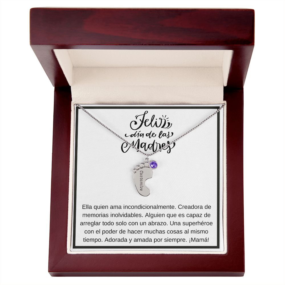 Personalized Baby Feet Necklace with Birthstone 